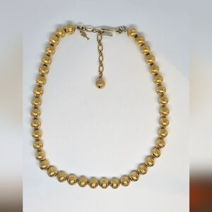 VTG Trifari Gold Etched Bead Necklace
